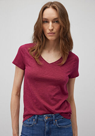 V Yaka Pembe Basic Tişört 168260-70919