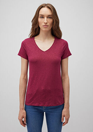V Yaka Pembe Basic Tişört 168260-70919