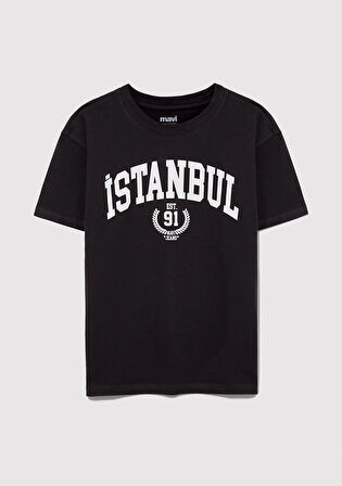 İstanbul Baskılı Antrasit Tişört 6610244-70087