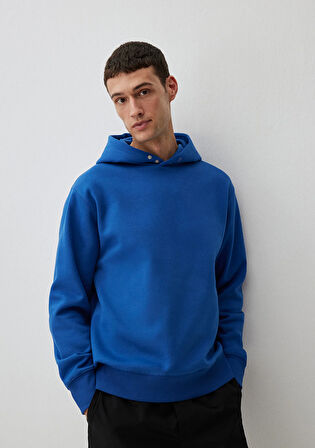 Kapüşonlu Mavi Basic Sweatshirt 0S10190-70894