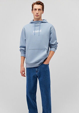 Mavi Logo Baskılı Kapüşonlu Mavi Sweatshirt 0610960-80796