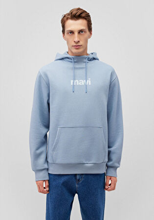 Mavi Logo Baskılı Kapüşonlu Mavi Sweatshirt 0610960-80796