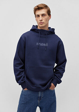 Mavi Logo Baskılı Kapüşonlu Lacivert Sweatshirt 0610960-70497