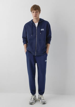 Mavi Logo Baskılı Kapüşonlu Fermuarlı Lacivert Sweatshirt 0611715-70497