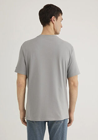Bisiklet Yaka Gri Basic Tişört 0611593-70098