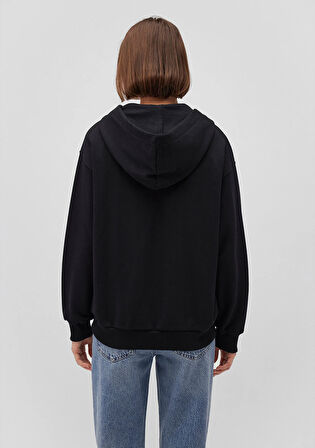 Mavi Logo Baskılı Kapüşonlu Fermuarlı Siyah Sweatshirt 1S10178-900