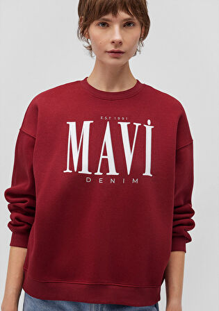 Mavi Logo Baskılı Kırmızı Sweatshirt 1S10177-70392