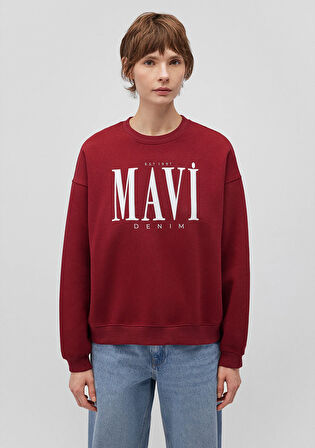 Mavi Logo Baskılı Kırmızı Sweatshirt 1S10177-70392