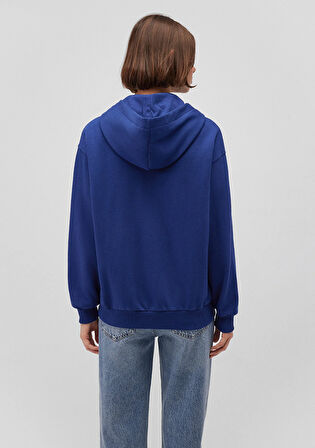 Mavi Logo Baskılı Kapüşonlu Fermuarlı Mavi Sweatshirt 1S10178-70722