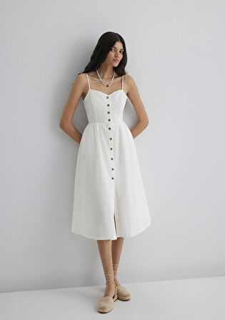 Lux Touch Beyaz Midi Elbise 1310600-620