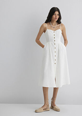 Lux Touch Beyaz Midi Elbise 1310600-620