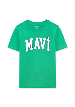 Erkek Çocuk Mavi Logo Baskılı Tişört-Yeşil | 3-4 Yaş