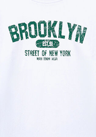Brooklyn Baskılı Beyaz Tişört 6610223-620