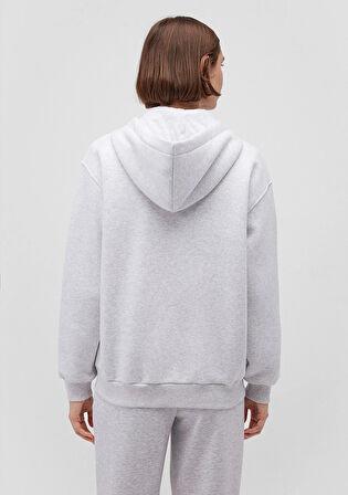 Mavi Logo Baskılı Kapüşonlu Fermuarlı Gri Sweatshirt 1S10178-85438