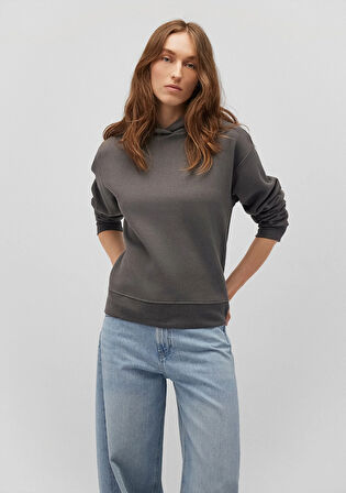 Kapüşonlu Gri Sweatshirt 1S10191-86560