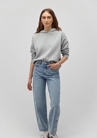 Kapüşonlu Gri Sweatshirt 1S10191-70093