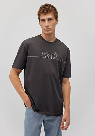 Mavi Logo Baskılı Antrasit Tişört 0610254-80955