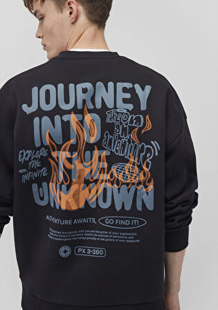 Baskılı Siyah Sweatshirt 0S10270-900