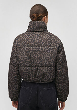 Leopar Baskılı Crop Şişme Mont 1110591-88685