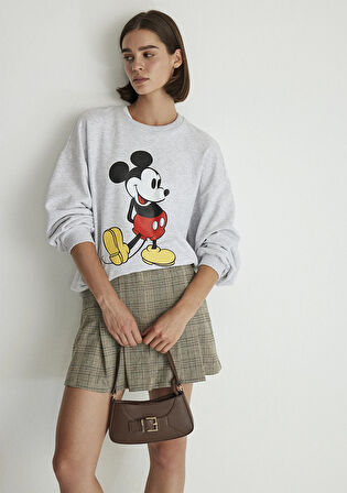 Mickey Mouse Baskılı Gri Sweatshirt 1S10254-88467