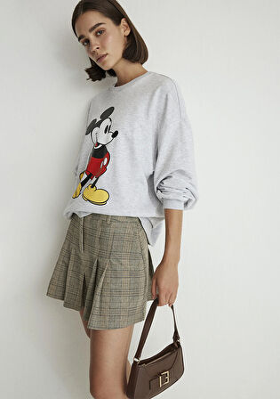 Mickey Mouse Baskılı Gri Sweatshirt 1S10254-88467