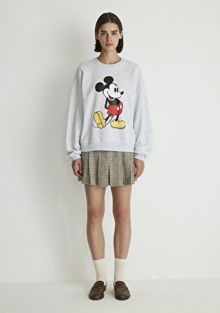 Mickey Mouse Baskılı Gri Sweatshirt 1S10254-88467