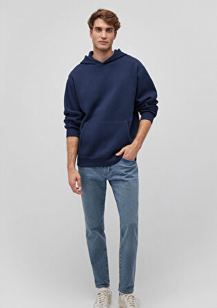 Kapüşonlu Lacivert Basic Sweatshirt 0S10275-70490