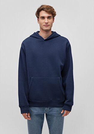 Kapüşonlu Lacivert Basic Sweatshirt 0S10275-70490