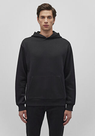 Kapüşonlu Siyah Basic Sweatshirt 0S10275-900