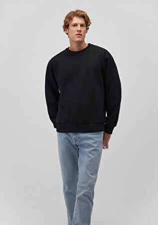 Bisiklet Yaka Siyah Basic Sweatshirt 0S10276-900