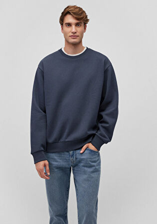 Bisiklet Yaka Lacivert Basic Sweatshirt 0S10276-87822