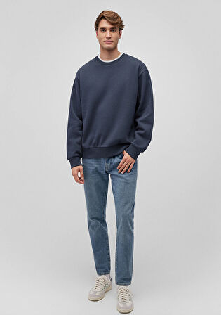 Bisiklet Yaka Lacivert Basic Sweatshirt 0S10276-87822