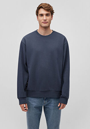 Bisiklet Yaka Lacivert Basic Sweatshirt 0S10276-87822