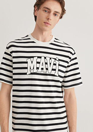 Mavi Logo Baskılı Beyaz Tişört 0612421-900