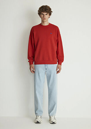 Bisiklet Yaka Kırmızı Basic Sweatshirt 0S10084-86417
