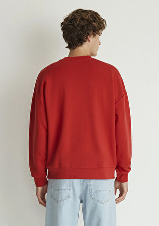 Bisiklet Yaka Kırmızı Basic Sweatshirt 0S10084-86417
