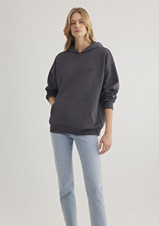 Mavi Logo Baskılı Kapüşonlu Antrasit Sweatshirt 1S10243-80932