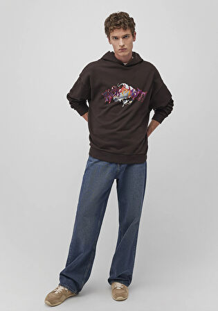 Rick and Morty Baskılı Kahverengi Sweatshirt 0S10293-88615