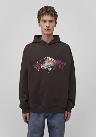 Rick and Morty Baskılı Kahverengi Sweatshirt 0S10293-88615