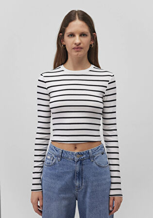Uzun Kollu Siyah Crop Basic Tişört 1612822-85407