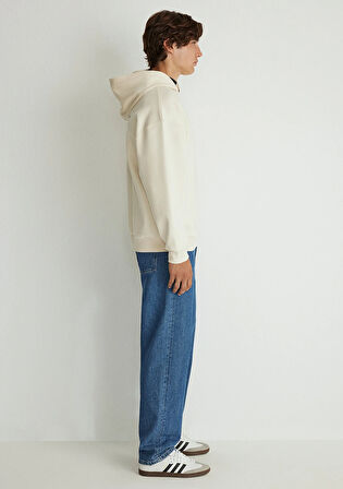 Sırt Baskılı Beyaz Sweatshirt 0S10286-70055