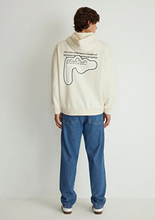 Sırt Baskılı Beyaz Sweatshirt 0S10286-70055