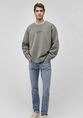 Sırt Detaylı Gri Sweatshirt 0S10248-85485