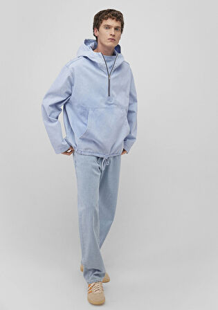 Yarı Fermuarlı Mavi Denim Gömlek 0211256-88654