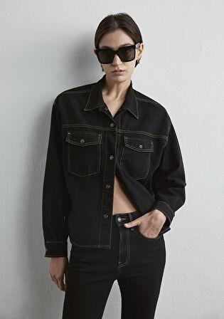 Lizzie Gold Denim Siyah  Jean Gömlek 1210785-87787