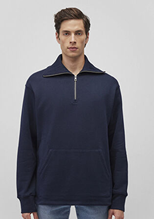 Yarı Fermuarlı Lacivert Sweatshirt 0S10243-82318