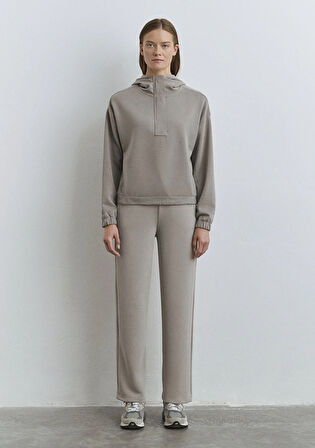 Sporty Lux Yarı Fermuarlı Gri TENCEL TM Modal Sweatshirt 1S10280-70352