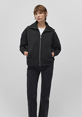 Sporty Lux Fermuarlı Siyah Sweatshirt 1S10295-900