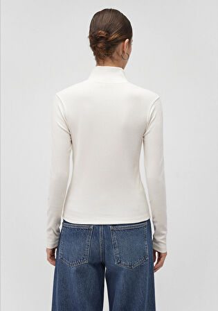 Yarı Fermuarlı Beyaz Tişört 1612869-80194