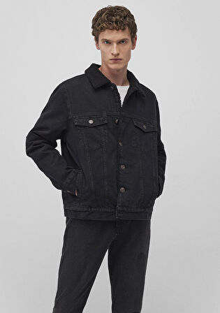 Zander Classic Denim Antrasit Suni Kürklü  Jean Ceket 0111214-89117
